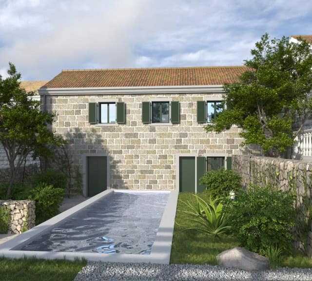 Urbanized land with a project for a stone villa on the first line to the sea, Donja Lastva (5)