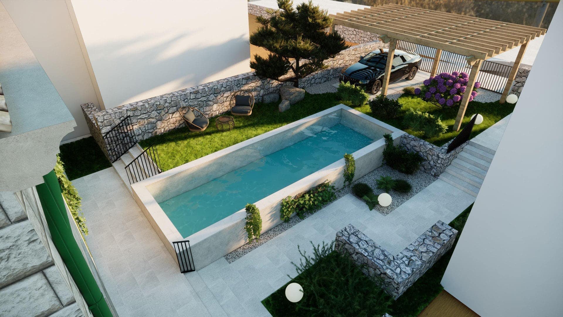 Urbanized land with a project for a stone villa on the first line to the sea, Donja Lastva (11)
