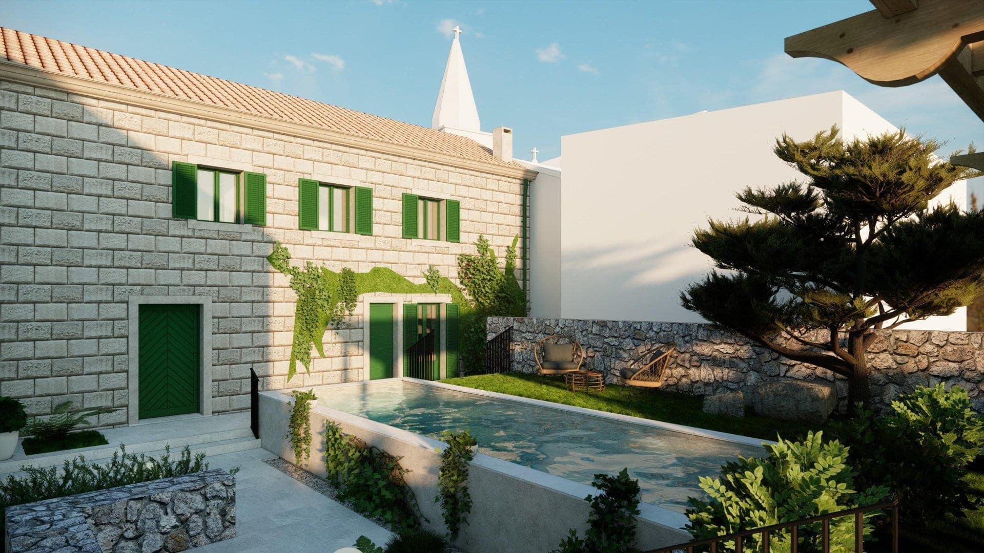 Urbanized land with a project for a stone villa on the first line to the sea, Donja Lastva (12)