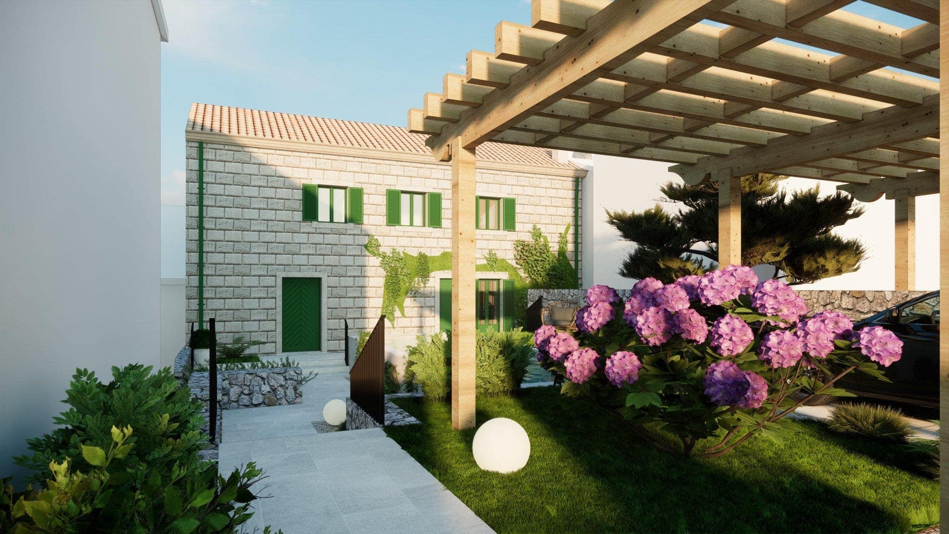 Urbanized land with a project for a stone villa on the first line to the sea, Donja Lastva (13)