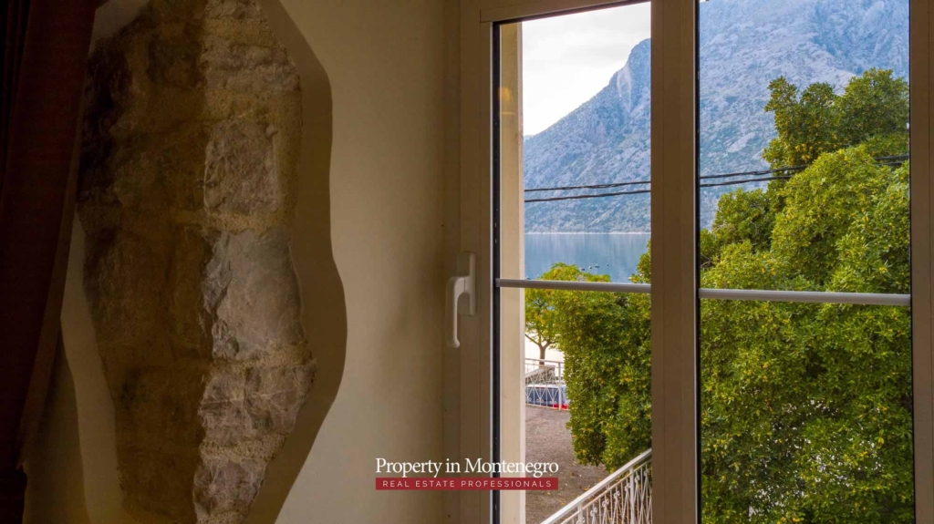 Seafront stone house for sale in Kotor Bay