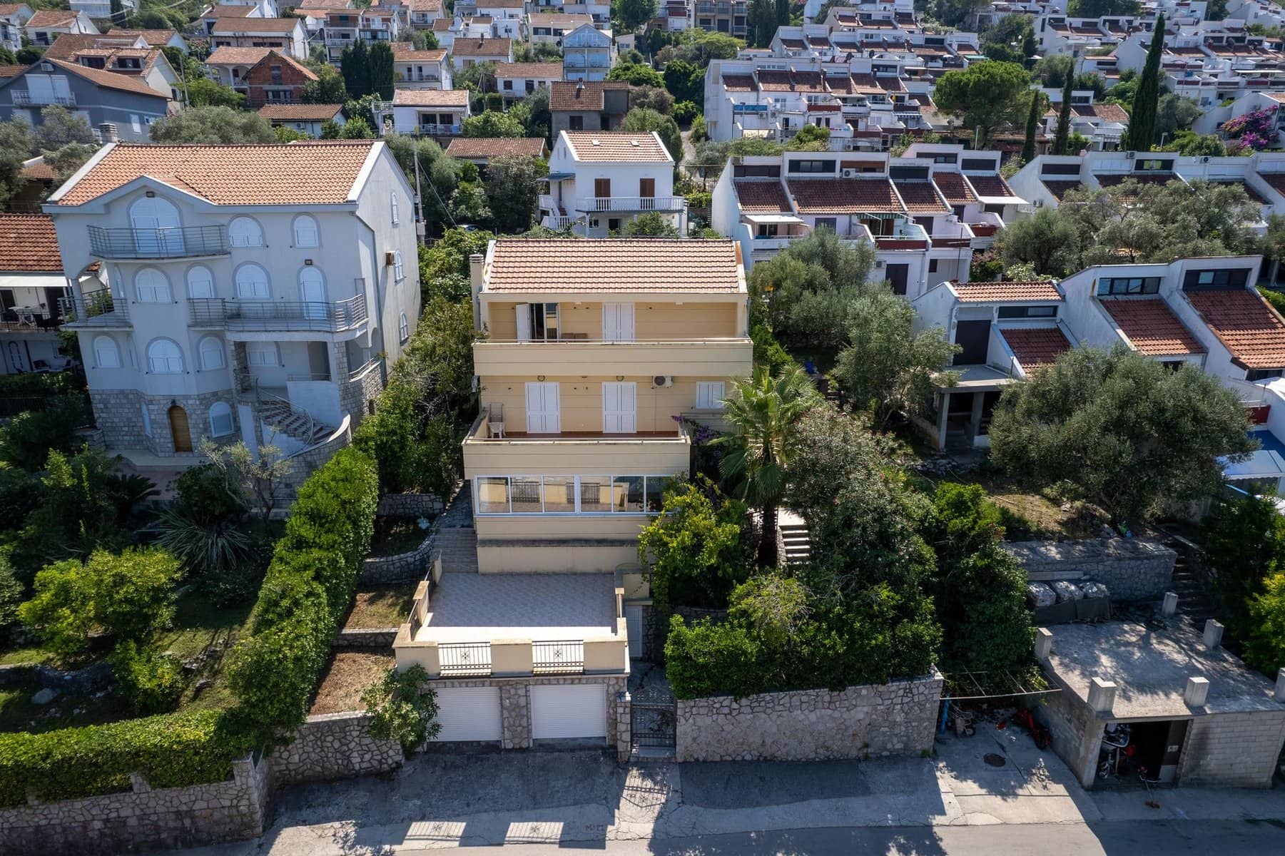 1 Tivat Krasici three story house on the second line to the sea with a panoramic sea view and large cascade garden
