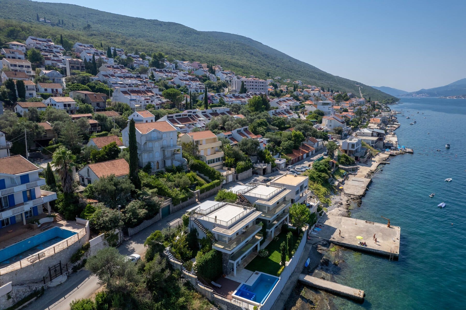 17 Tivat Krasici three story house on the second line to the sea with a panoramic sea view and large cascade garden